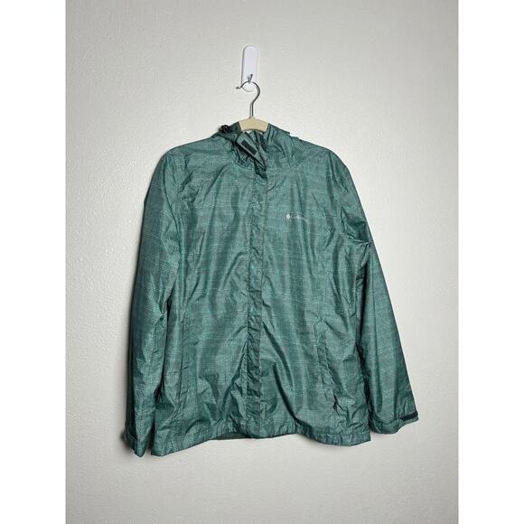 Columbia Jacket Womens Green Striped Ridge Gate Outdoor Rain Coat Size Large - Picture 1 of 6